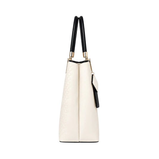 Cison Elegant White Leather Fashion Handbag