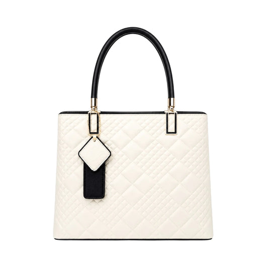 Cison Elegant White Leather Fashion Handbag