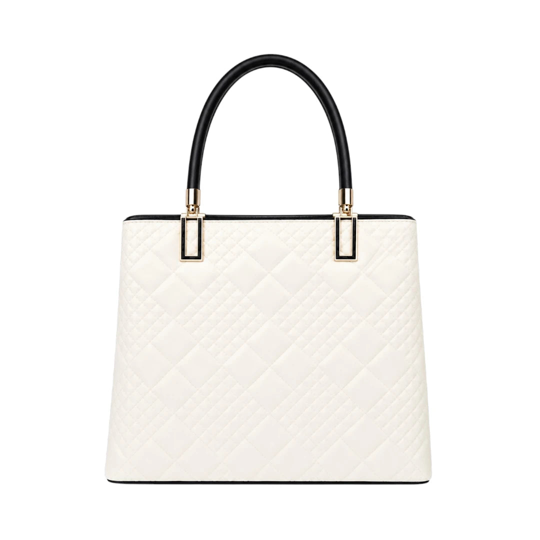 Cison Elegant White Leather Fashion Handbag