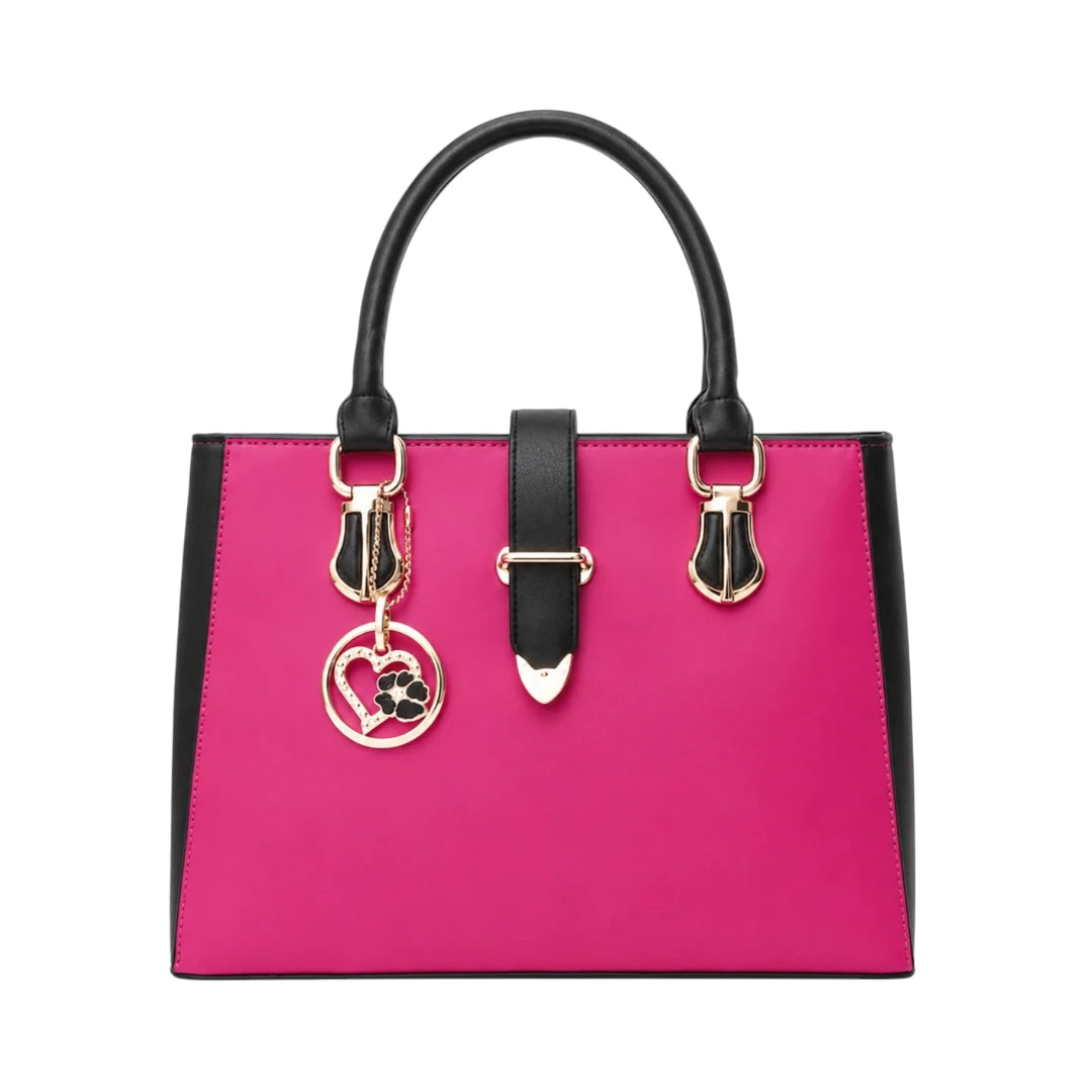 Cison Luxury Pink Fashion Handbag with Decorative Charm