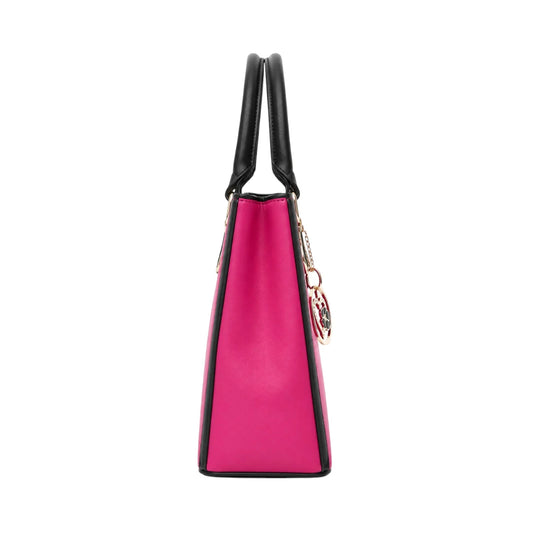 Cison Luxury Pink Fashion Handbag with Decorative Charm